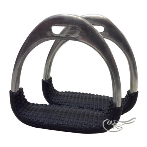 WRS Aluminium Stirrups with Leather Covered Bottoms and Rubber Grips